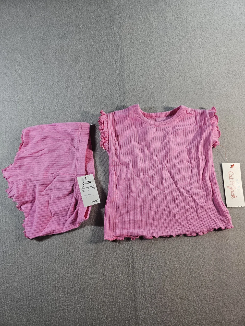 Cat & Jack Pink Ribbed Kids Pajama Set 0-3 Months